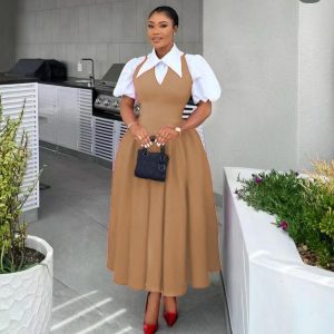 Elegant Sleeveless Mid dress and Shirt Set (C790) - Image 3