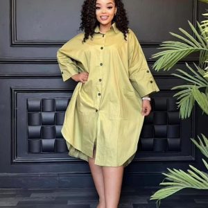 Oversized Button-Up Shirt Dress - Image 3