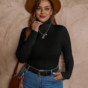 Solid Color  Long sleeve Poloneck - Image 2