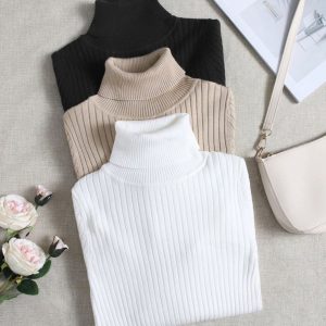 Solid Color  Long sleeve Poloneck - Image 4