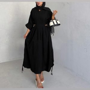 Elegant High Neck Long Sleeves  Dress (D5831) - Image 2