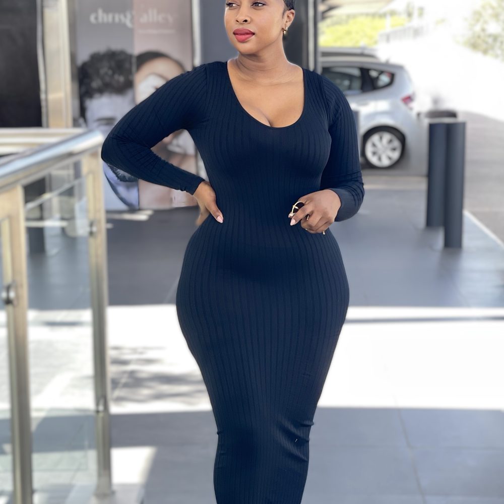 Elegant Casual Fitted Long Sleeve Dress (D-804)