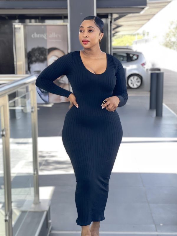 Elegant Casual Fitted Long Sleeve Dress (D-804)