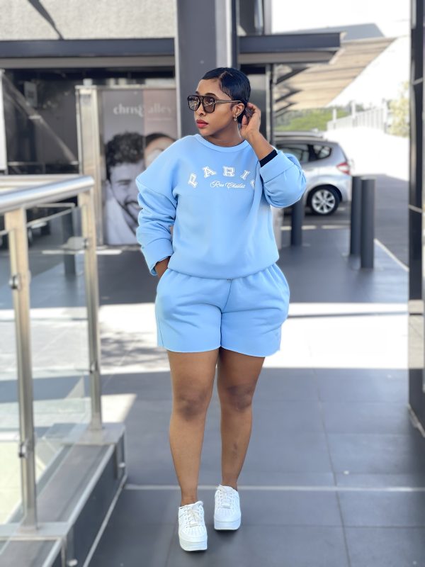 Woman's Street Plus Boyfriend Style Sweat Shorts Set (C5557)