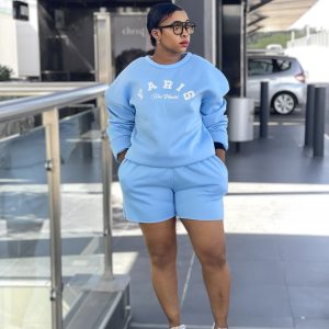 Woman's Street Plus Boyfriend Style Sweat Shorts Set (C5557) - Image 4