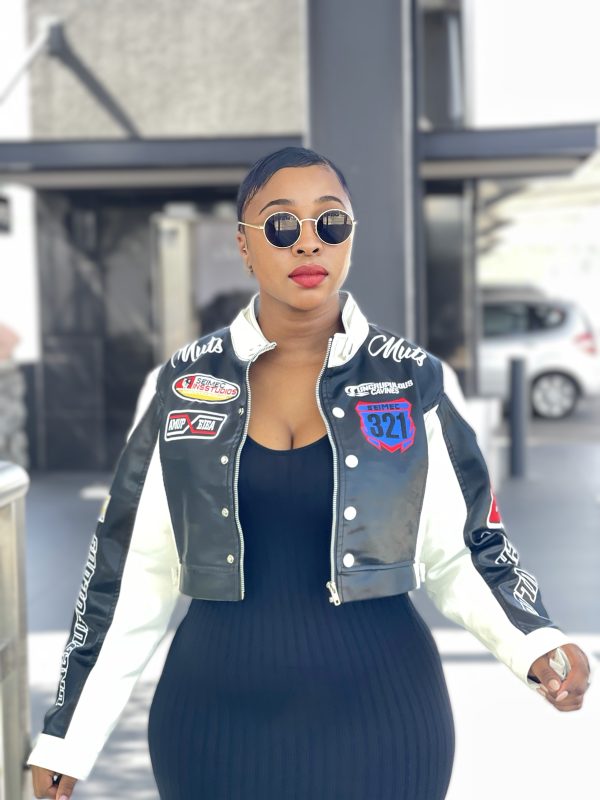 Unisex Letter Embroidery Motorcycle Cropped Jacket (B-2899)