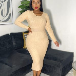 Ladies' Slim-Fit Long Sleeve Dress (LY903)