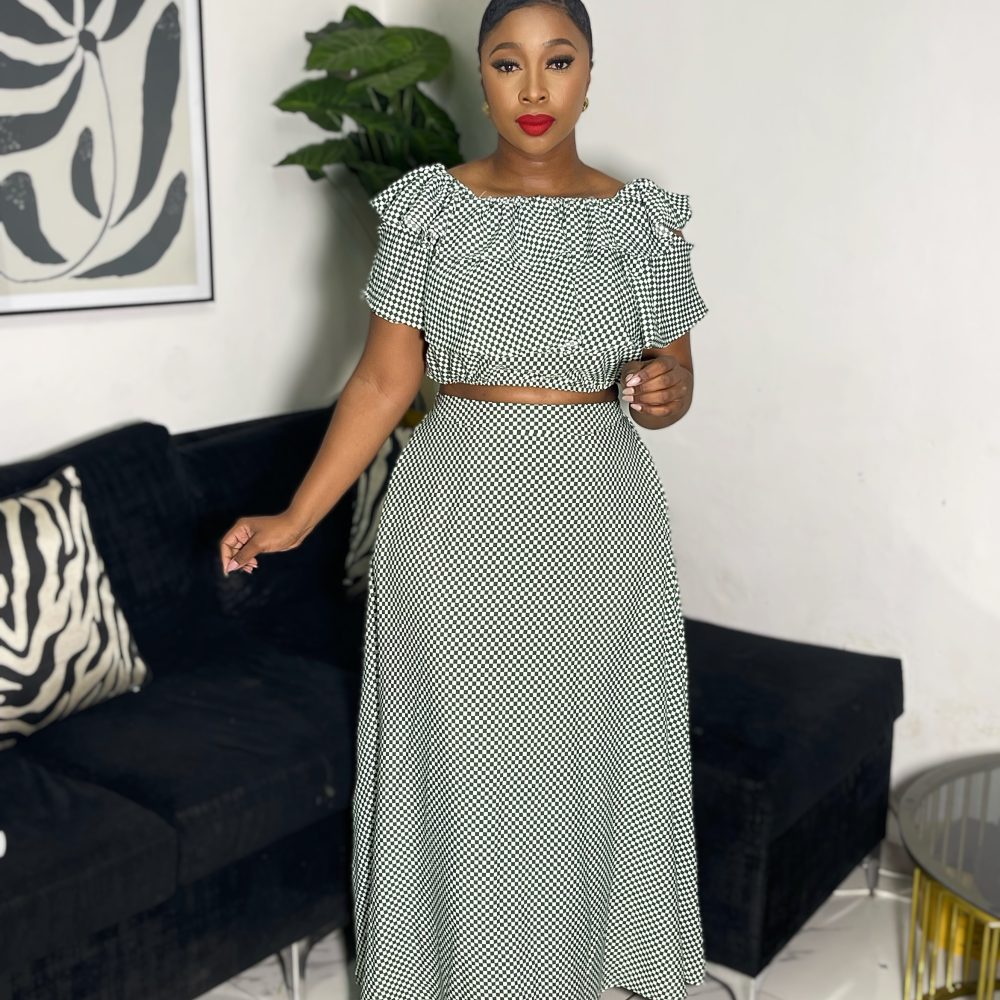 Woman's Polka Dot Skirt and Top Set (C3439)