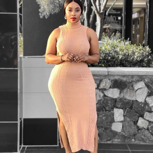 Woman's Knitted Bodycon Maxi Dress (W4419) - Image 2
