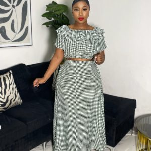 Woman's Polka Dot Skirt and Top Set (C3439)