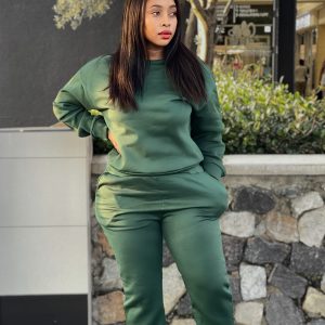 Solid Drop Shoulder Sweatshirt & Sweatpants (D-825) - Image 3