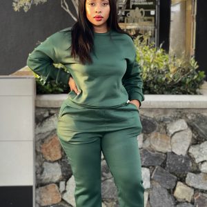 Solid Drop Shoulder Sweatshirt & Sweatpants (D-825) - Image 2