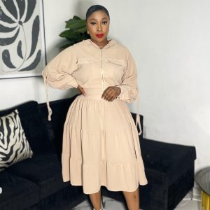 Woman’s Elegant Long sleeve Shirt & Skirt Set (C3087) - Image 2