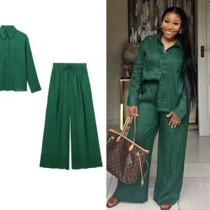 Women's Long Sleeve Shirt And Pants Set (A1415)