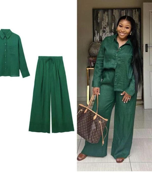 Women's Long Sleeve Shirt And Pants Set (A1415)