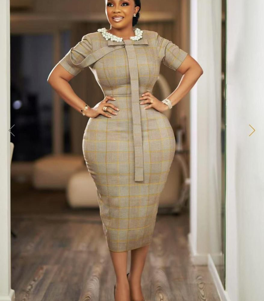 Vintage Square Print Slim Mid Dress (C793)