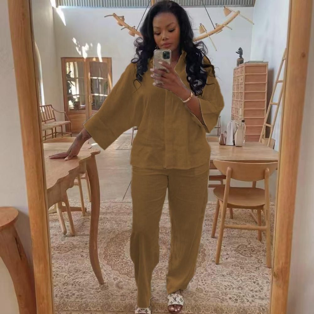 Women's Long Sleeve Shirt And Pants Set (A1336)