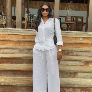 Women's Long Sleeve Shirt And Pants Set (A1421) - Image 3