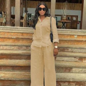 Women's Long Sleeve Shirt And Pants Set (A1421) - Image 5