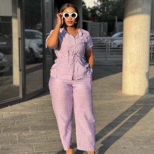 Women’s Short Sleeve Shirt And Pants Set( A1336)