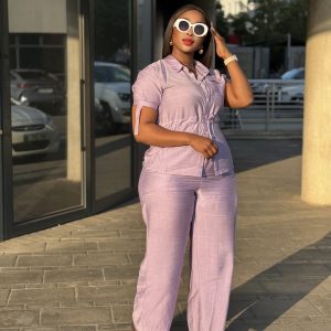 Women’s Short Sleeve Shirt And Pants Set( A1336) - Image 3